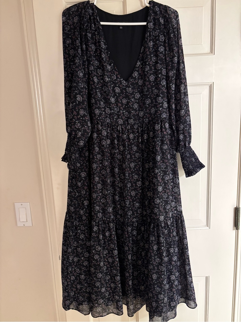 Madewell Navy Floral Midi Dress